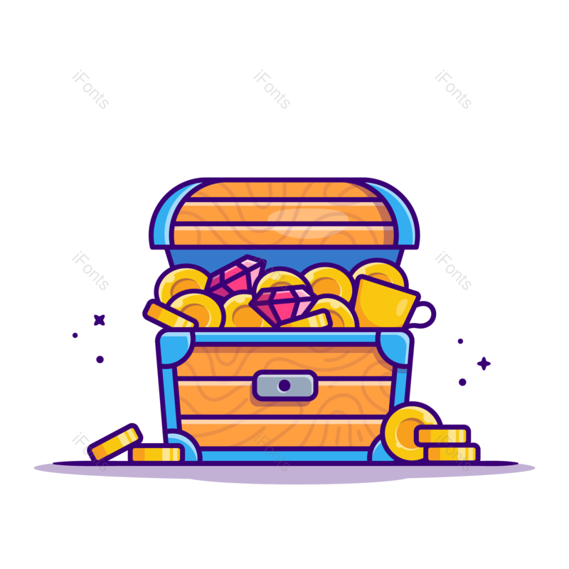 插画图片,宝藏元素,宝箱PNG,财富免抠素材